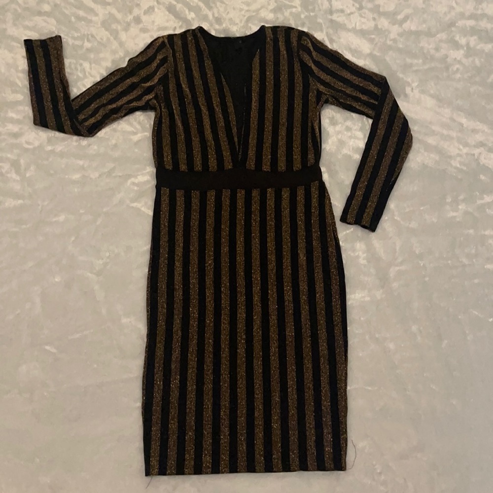 women black/ gold low cut fashionable mini dress